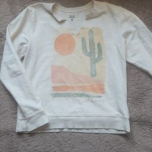 Anthropologie Cream Desert Graphic Long Sleeve Tee